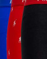 Thumbnail for your product : Polo Ralph Lauren 3 pack trunks in red all over logo print/blue/black with logo waistband