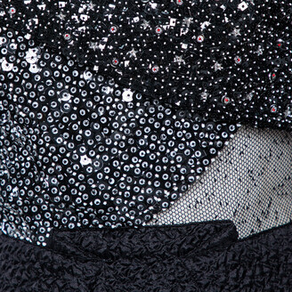 Roland Mouret Black Embellished Silk One-Shoulder Cocktail Gown M