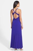 Thumbnail for your product : Laundry by Shelli Segal Knotted Jersey Cross Back Gown