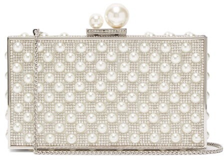 Sophia Webster - Clara Pearl And Crystal-embellished Box Clutch - Silver Multi