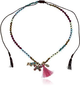 Betsey Johnson Boho Betsey" Mixed Charm and Bead Long Adjustable Pendant Necklace, 14"