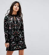 Thumbnail for your product : Frock And Frill Petite Allover Premium Embroidered Velvet Skater Dress