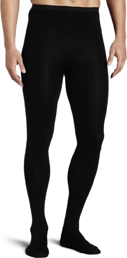 Capezio Men's Knit Footed Tights With Back Seams In Black