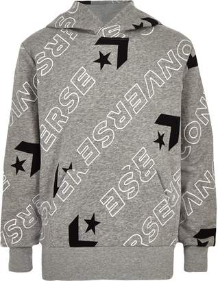 Converse Boys Grey logo print hoodie