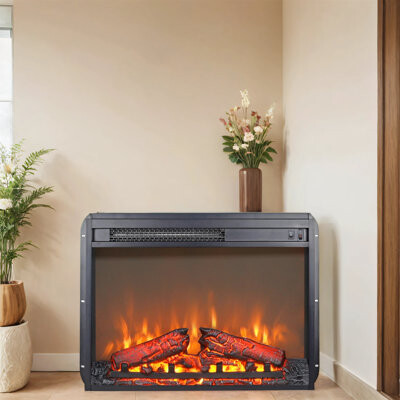Symple Stuff 23-Inch Electric Fireplace With Realistic Flames And Overheat Protection