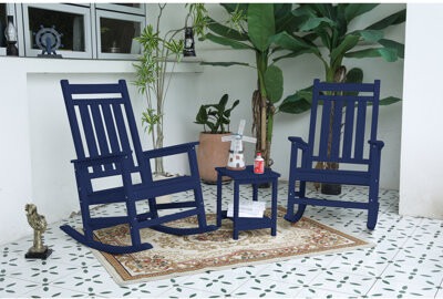 Breakwater Bay 3 Rocking Chair With Side Table In Navy Blue. Ergonomic For A Comfortable Sit. Widened And Contoured Seat. 32.5\