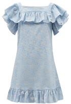 Thumbnail for your product : The Vampire's Wife The Cry Baby Floral-print Linen-blend Mini Dress - Light Blue