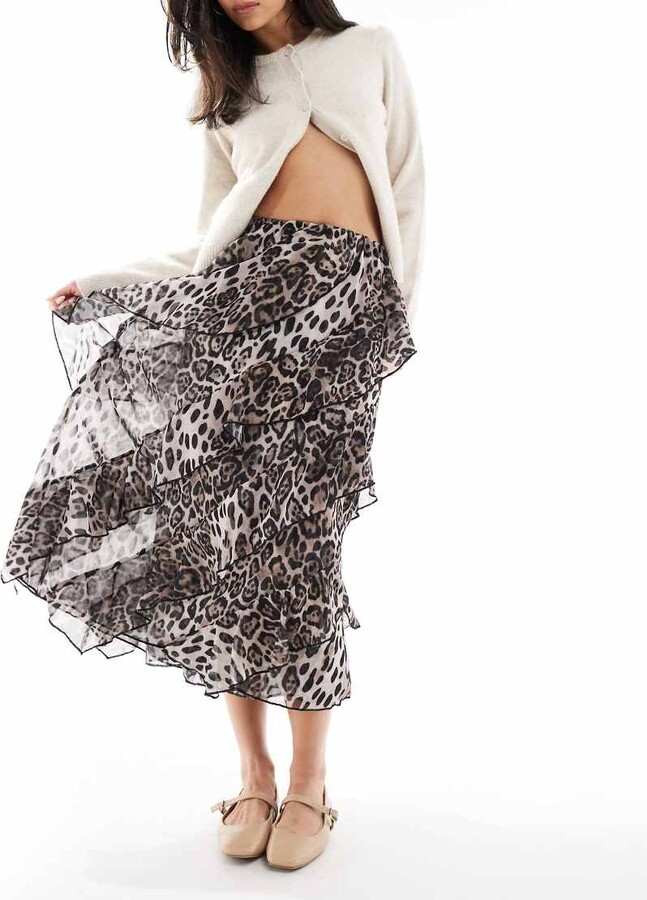 Asos Design Asos Ruffle Midi Skirt ASOS DESIGN Chiffon Ruffle Wrap