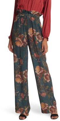Haute Hippie Floral High Waist Wide Leg Pants
