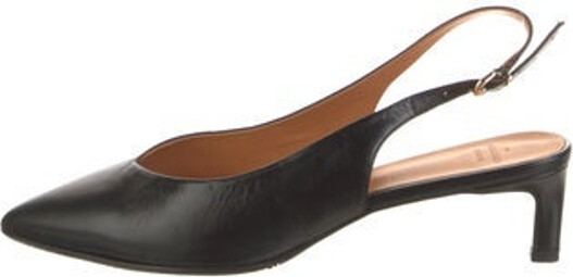 Sézane Leather Slingback Pumps Black Semi-Pointed Toes Unfortunately due to restrictions this item may not be eligible for shipping in all areas.