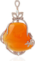 Thumbnail for your product : Artisan 18Kt Rose Gold Fire Opal Designer Pendant Pave Diamond