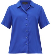 Thumbnail for your product : Rochas Notch-collar Silk-poplin Shirt - Blue