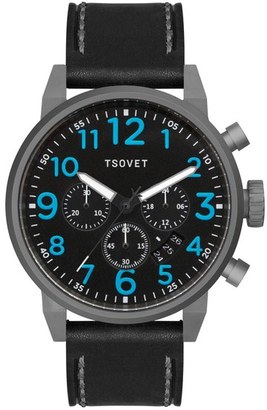 Tsovet 'JPT-TS44' Chronograph Leather Strap Watch, 44mm