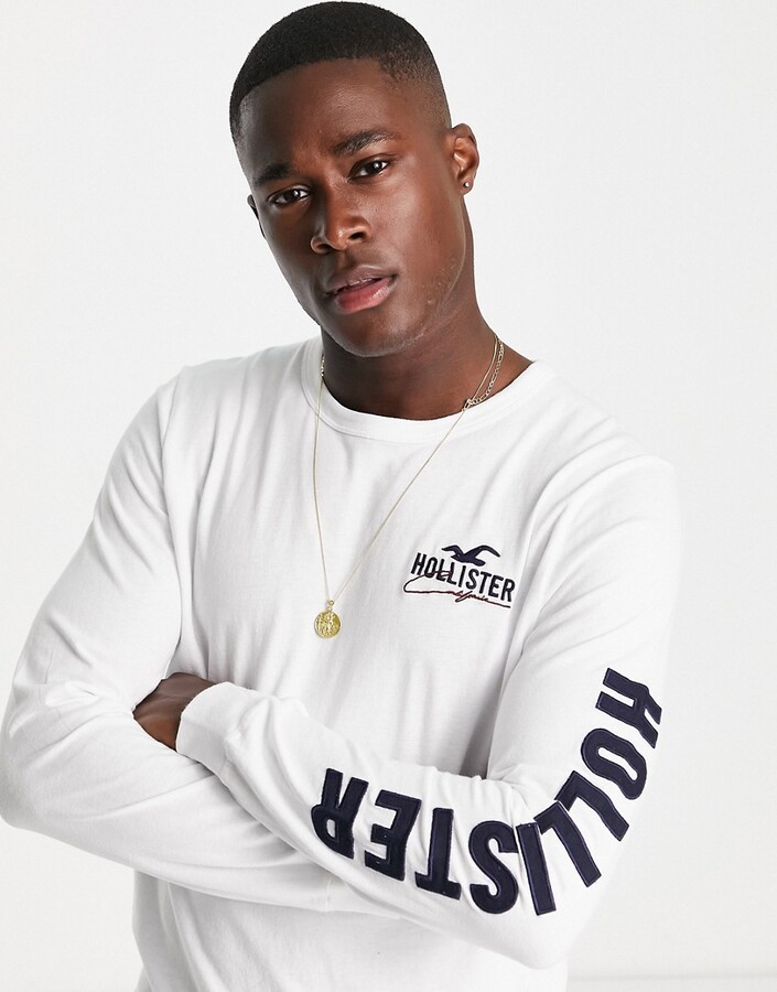 Hollister large chest & arm logo long sleeve top in white - ShopStyle