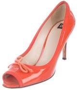 Thumbnail for your product : Dolce & Gabbana Patent Leather Peep-Toe Pumps