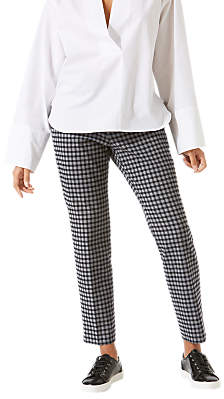Jigsaw Gingham Stretch Cigarette Trousers, Charcoal