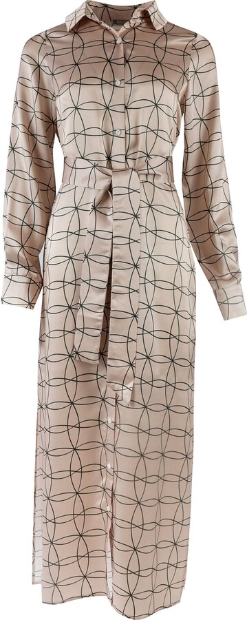 Nokaya Pink Neo Geo Silk Shirt Dress