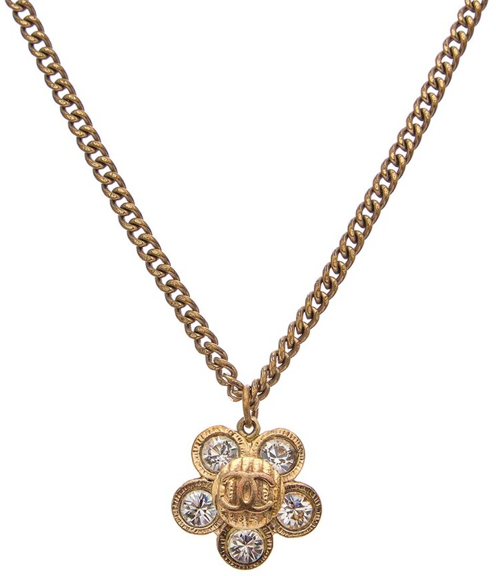 Chanel Gold-Tone Floral Rhinestone Necklace (Authentic Pre-Owned
