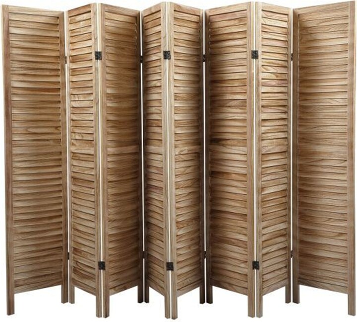BESTCOSTY Sycamore wood 8 Panel Screen Folding Louvered Room Divider