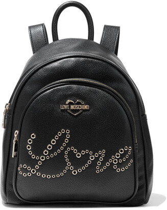 Love Moschino Eyelet-embellished Faux Textured-leather Backpack