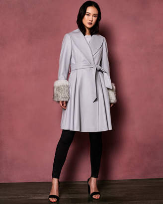 Ted Baker ZURII Wool wrap coat with detachable cuffs