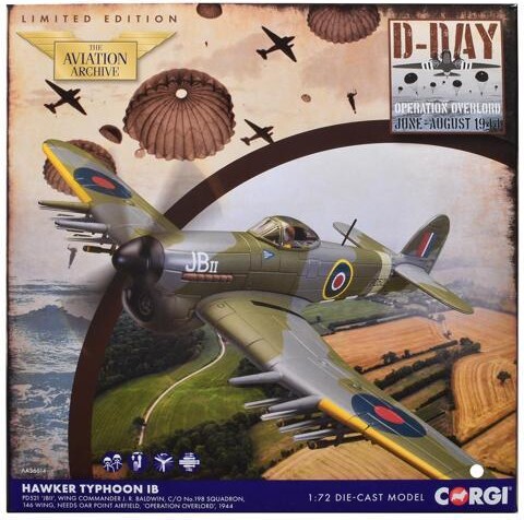 Corgi Hawker Typhoon IB Fighter-Bomber Aircraft 'JB II' (1944) British Royal Air Force 1/72 Diecast Model