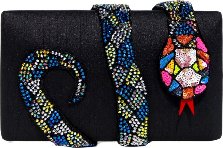 Simitri Black Rainbow Kaa Clutch