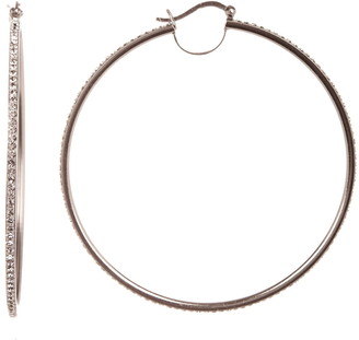 Candela Sterling Silver Pave Swarovski Crystal 60mm Hoop Earrings