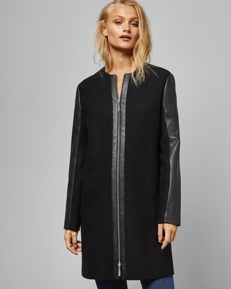 Ted Baker VIPPER Faux leather sleeve wool coat