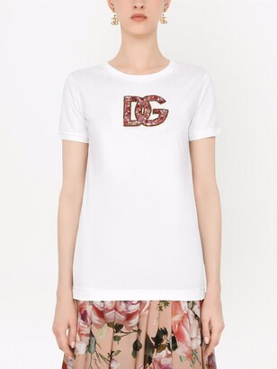 Dolce & Gabbana crystal-embellished logo cotton T-shirt