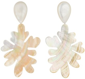 Natori Mother Of Pearl Coral Drop Clip Earrings