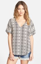 Thumbnail for your product : Lush Cuff Sleeve Woven Tee