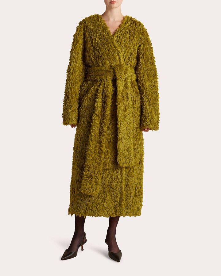 Marina Moscone Textured Sherpa Cocoon Coat