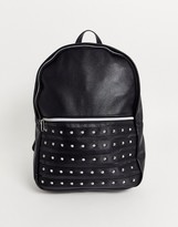 Thumbnail for your product : ASOS DESIGN backpack in black faux leather with studding