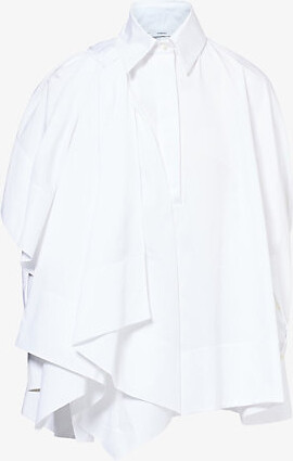Givenchy Womens White Bow Asymmetric Cotton-Poplin Shirt 12