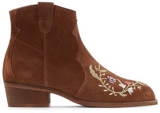 La Redoute Collections Embroidered Leather Ankle Boots