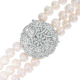 Thumbnail for your product : Zales Cultured Freshwater Pearl Three Strand Bracelet with Lab-Created White Sapphire Filigree Clasp in Sterling Silver - 7.5"