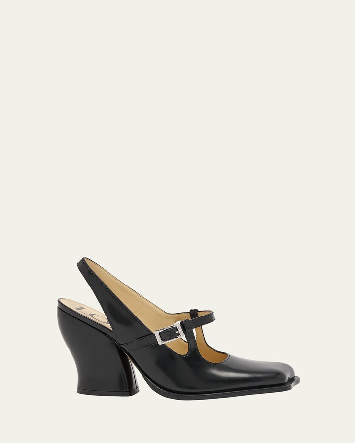 Loewe Onda Leather Mary Jane Slingback Pumps