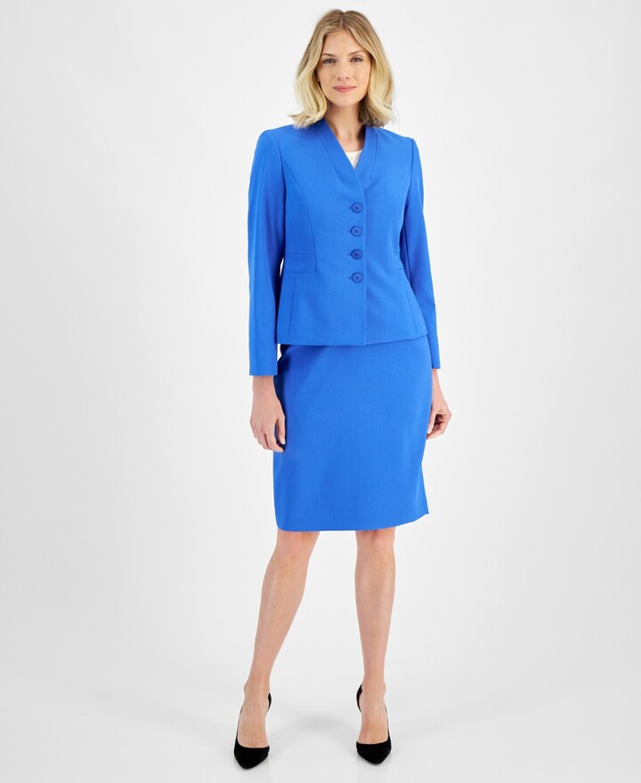 Le Suit Women's Stand-Collar Pencil Skirt Suit Set