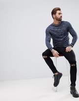 Thumbnail for your product : ASOS DESIGN Longline Long Sleeve T-Shirt In Textured Fabric With Stripe Tipping