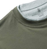 Thumbnail for your product : Brunello Cucinelli Slim-Fit Layered Cotton-Jersey T-Shirt - Men - Green