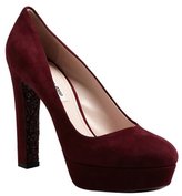 Thumbnail for your product : Miu Miu Wine Suede Glitter Sole Platform Heels