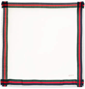 Gucci Embroidered Striped Silk And Wool-blend Scarf
