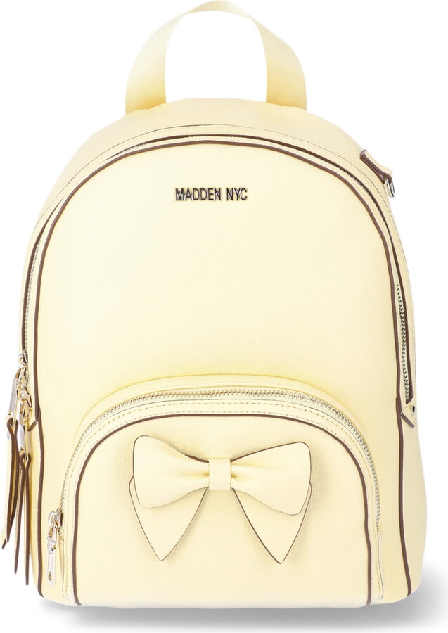 Madden NYC Women’s Dome Bow Backpack with Pouch, Butter Yellow