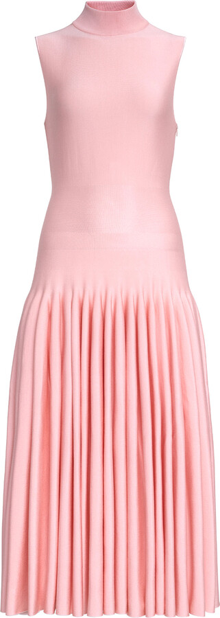 Alaia Drop-Waist Knit Cotton Midi Dress