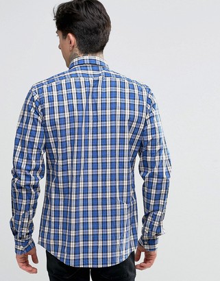Scotch & Soda Shirt With Navy Check In Regular Fit In Navy
