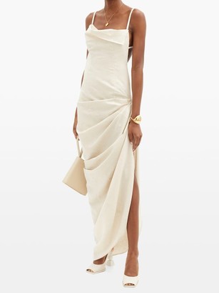 Jacquemus Saudade Draped Cotton-blend Dress - Light Beige