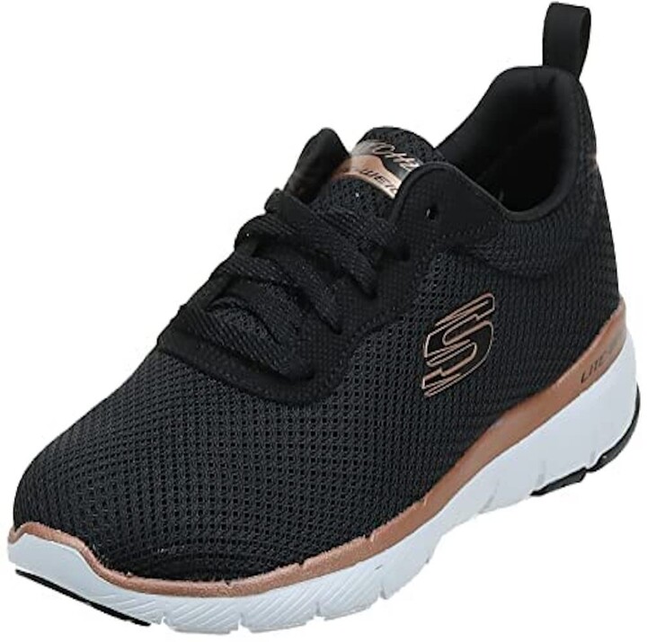 ladies black and rose gold trainers