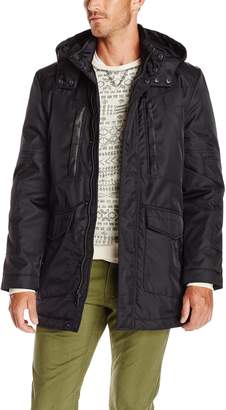 Andrew Marc Men's Oscar Oxford Twill Duffle Coat with Removable Hood