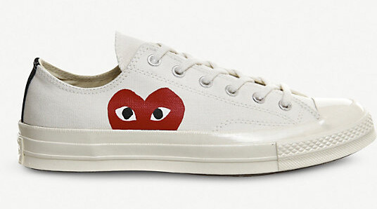 Comme des Garcons Womens Beige Play x Converse 70S Canvas Low-Top Trainers 10